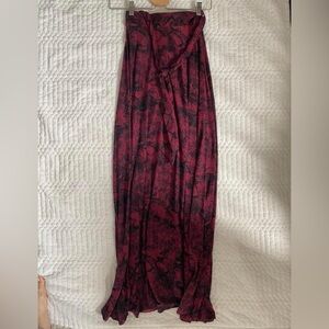 Red snake print maxi skirt